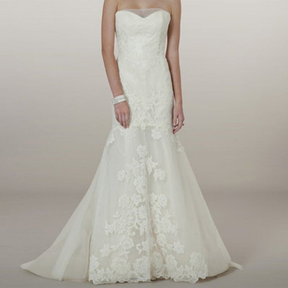 Liancarlo 5864 Wedding Dress Ivory Lace Tulle Strapless Fit Flare Bridal Gown 10